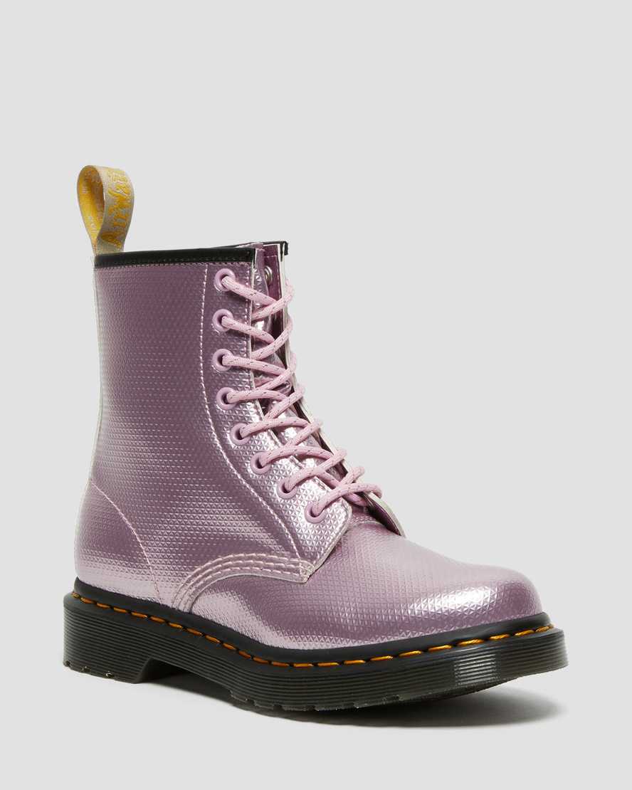 Dr. Martens Vegan 1460 Metallic Emboss Naisten Nauhalliset Nilkkurit - Pinkki Laventeli Nilkkurit [5